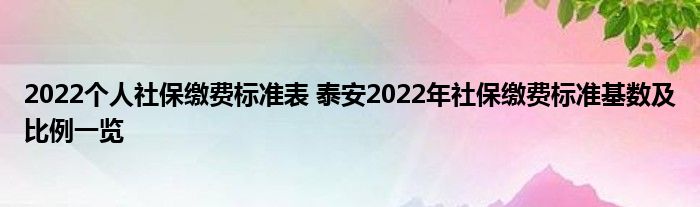 2022个人社保缴费标准表泰安2022年社保缴费标准基数及比例一览