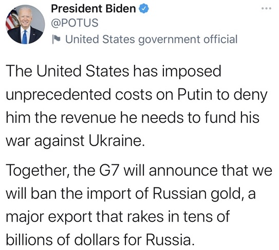 俄罗斯黄金面临“精准打击”！针对黄金进口禁令 克里姆林宫回应